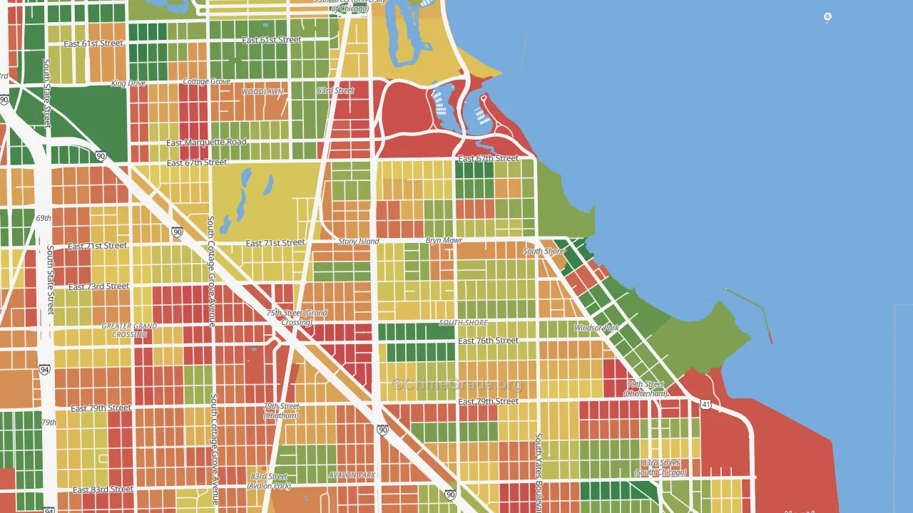 South Shore, Chicago, IL Map of Arson Rates