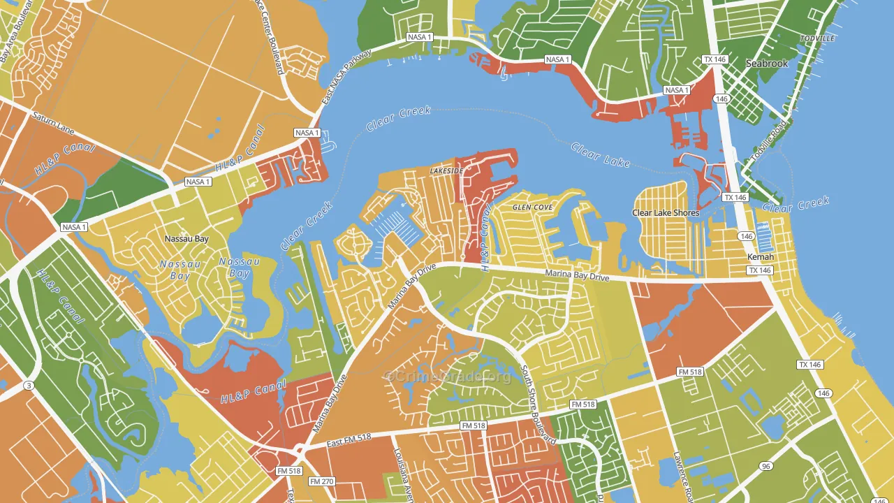 South Shore Harbour and Marina, League City, TX Map of Arson Rates