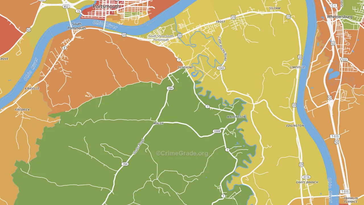 South Shore, KY Map of Arson Rates