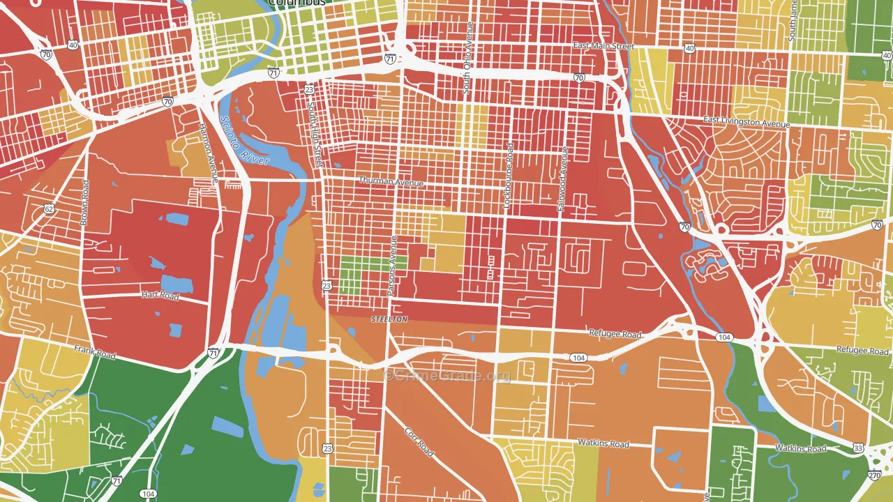 South Side, Columbus, OH Map of Arson Rates