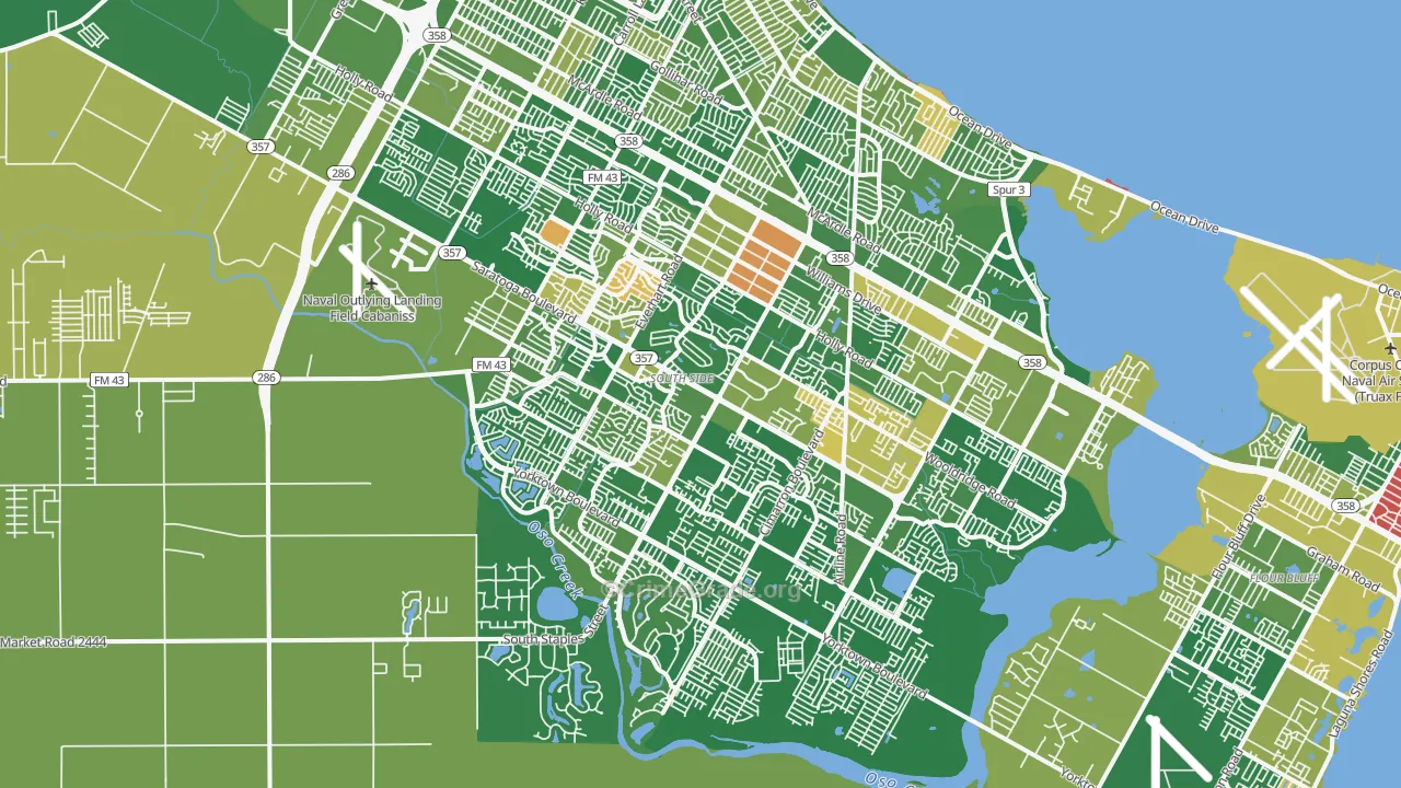 South Side, Corpus Christi, TX Map of Arson Rates