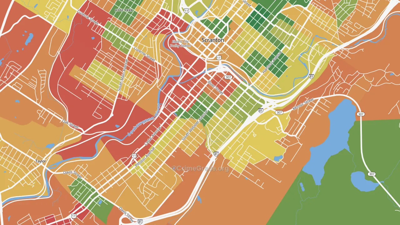South Side, Scranton, PA Map of Arson Rates