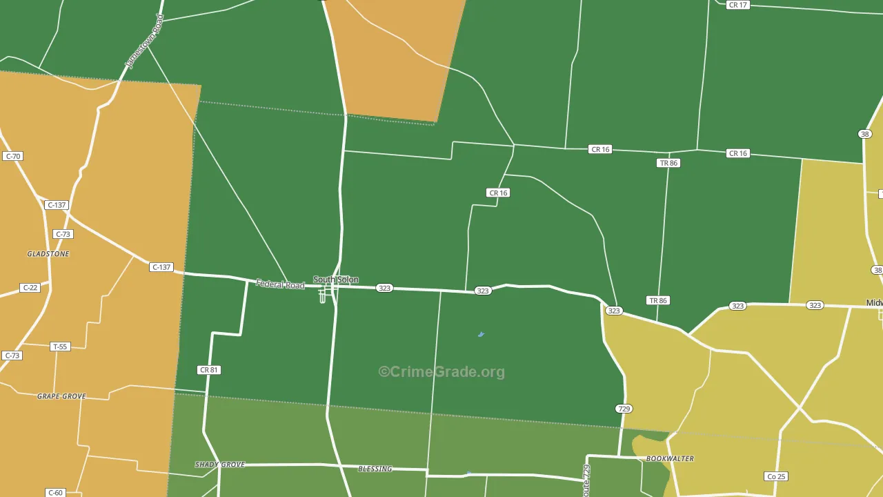 South Solon, OH Map of Arson Rates