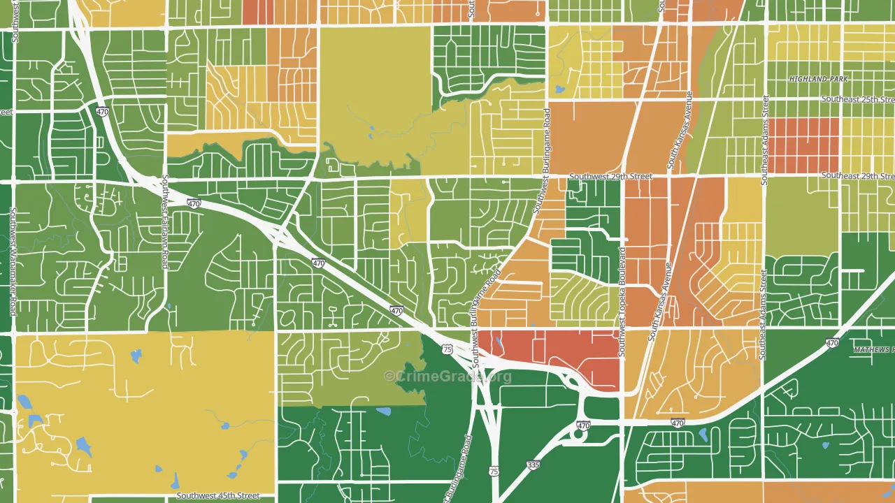 South Southeast 1, Topeka, KS Map of Arson Rates