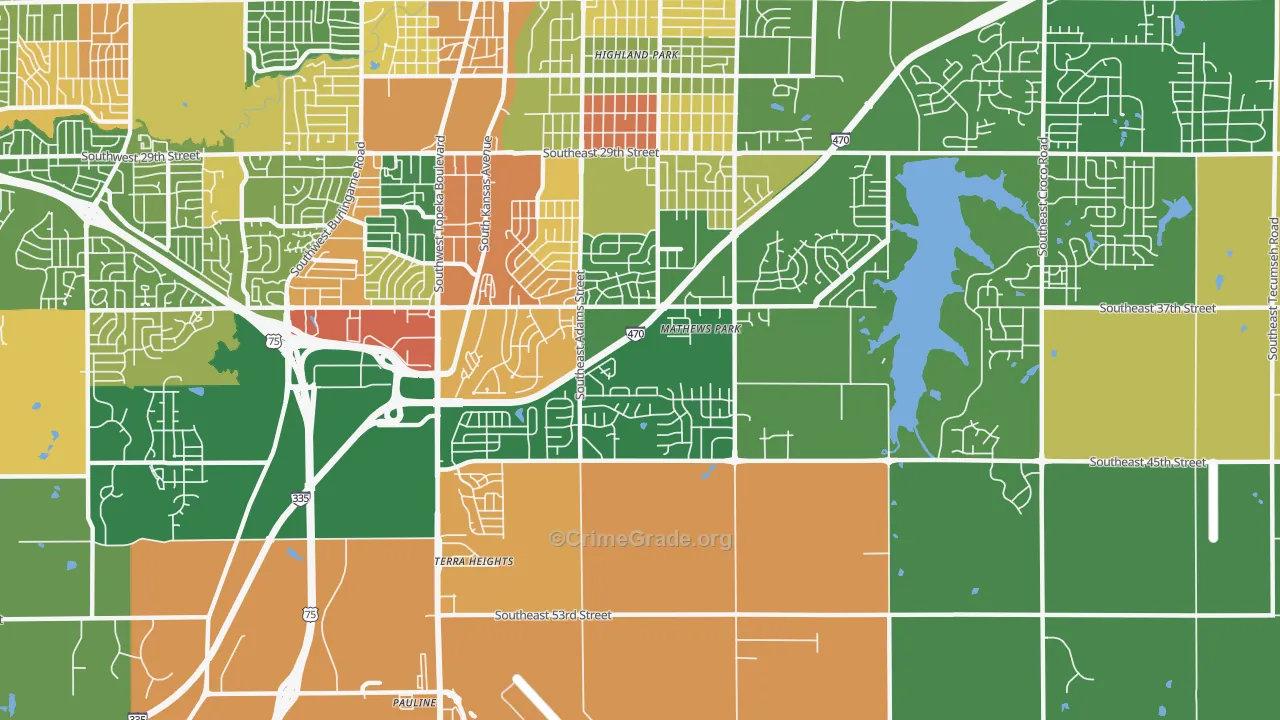 South Southeast 3, Topeka, KS Map of Arson Rates