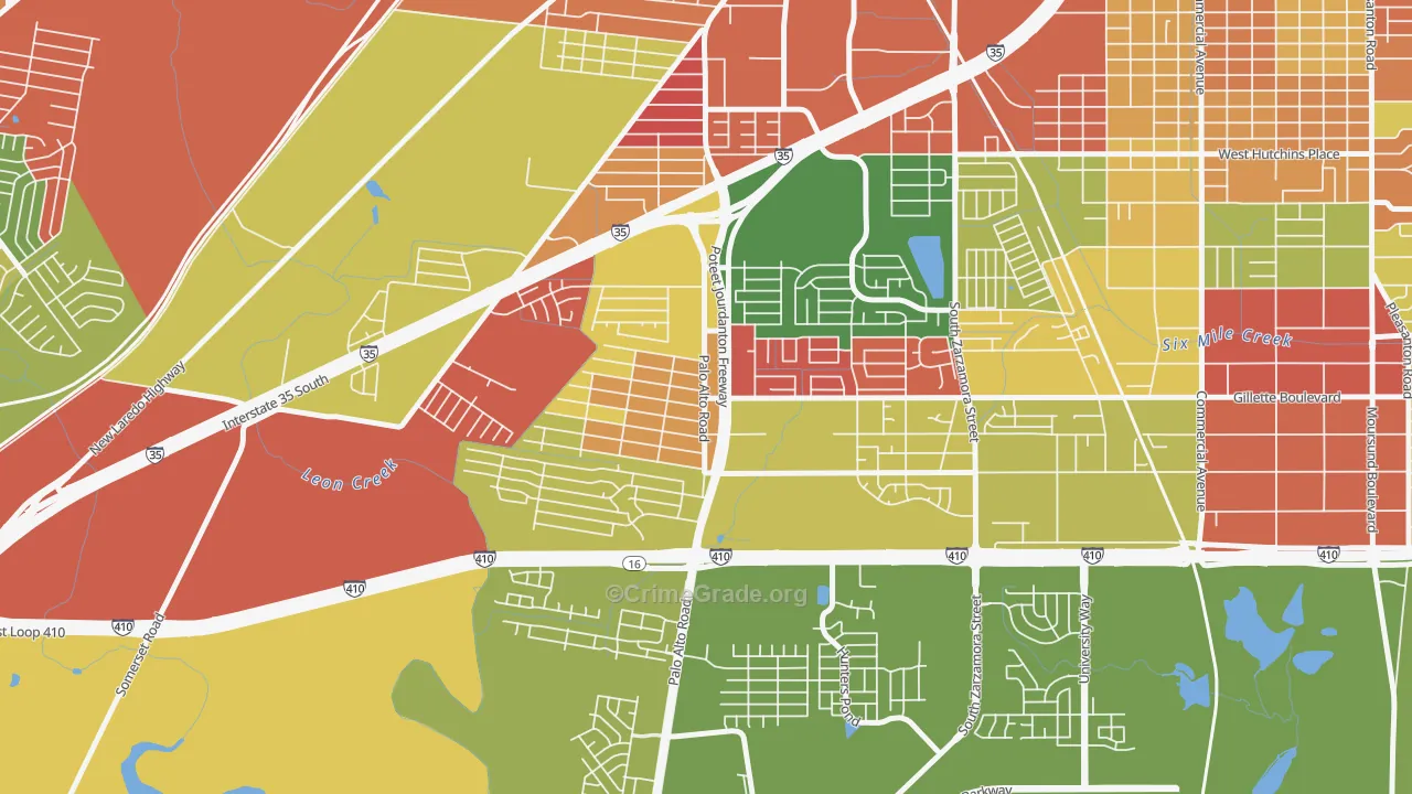 South Southwest, San Antonio, TX Map of Arson Rates