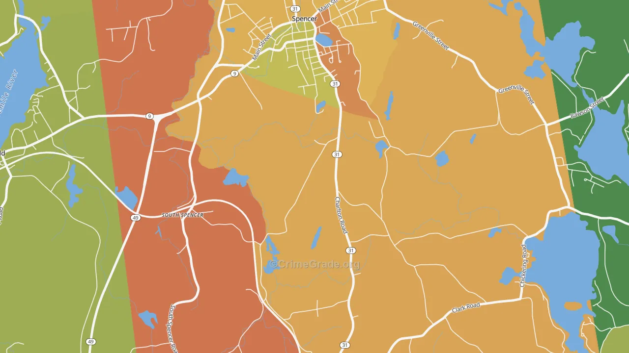 South Spencer, MA Map of Arson Rates