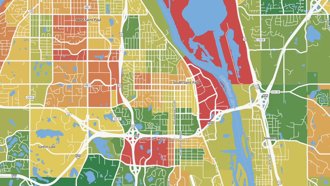 South St. Paul, MN Map of Arson Rates