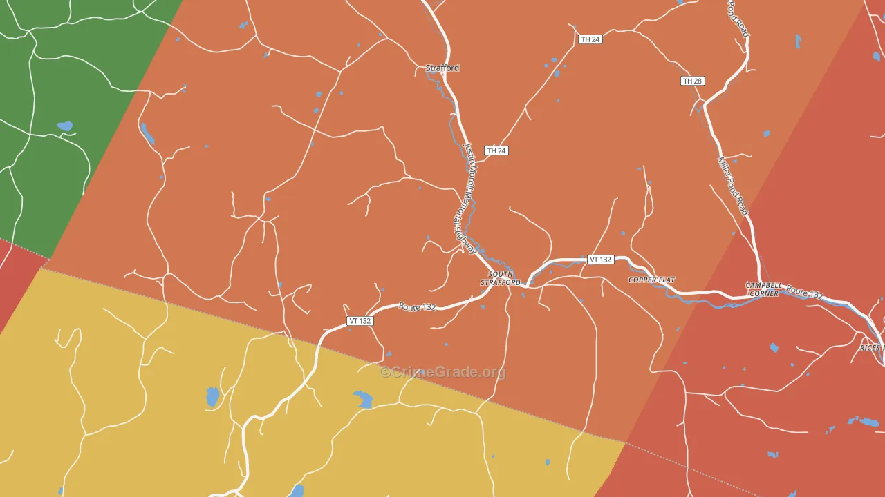 South Strafford, VT Map of Arson Rates