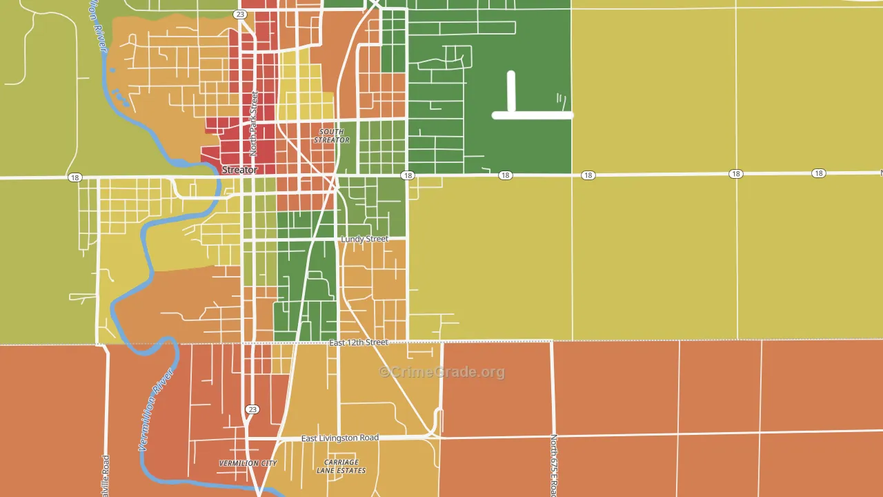 South Streator, IL Map of Arson Rates