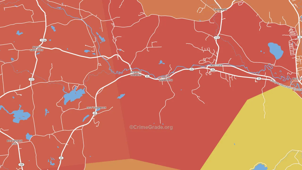 South Tamworth, NH Map of Arson Rates