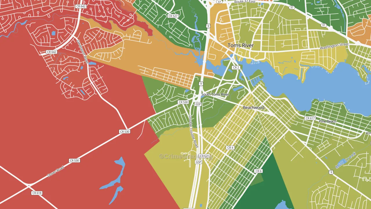 South Toms River, NJ Map of Arson Rates