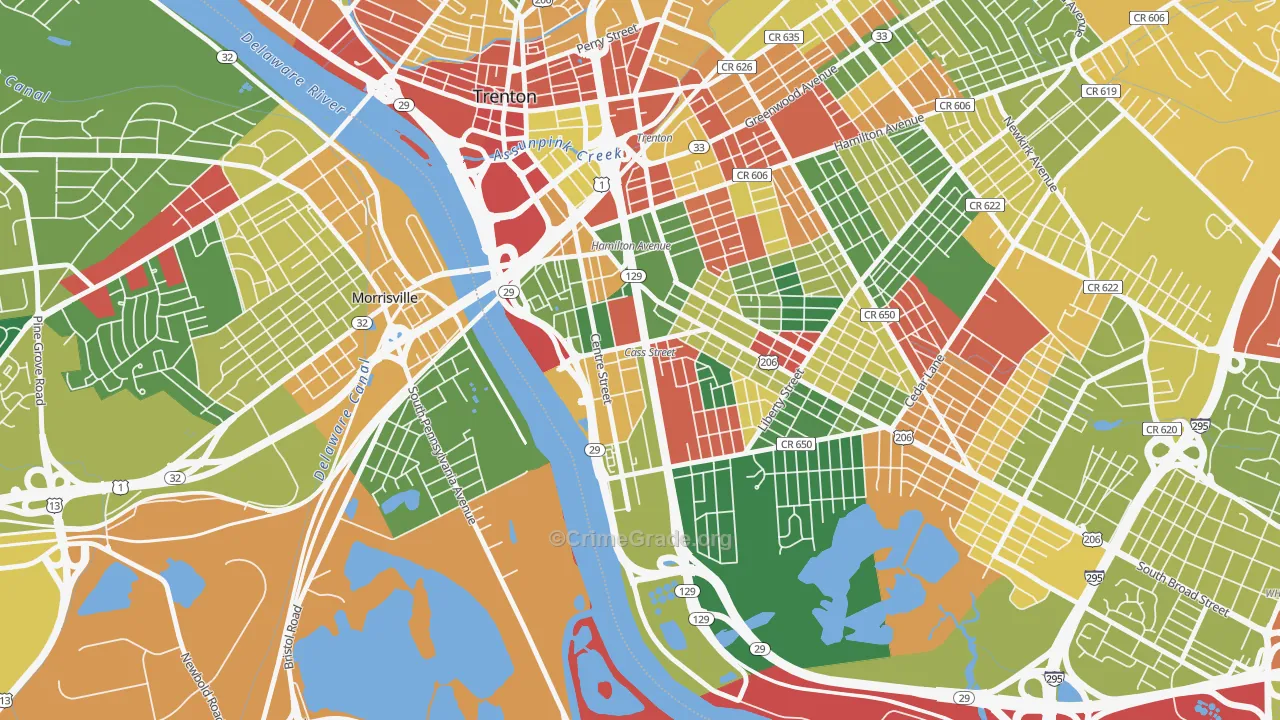 South Trenton, Trenton, NJ Map of Arson Rates