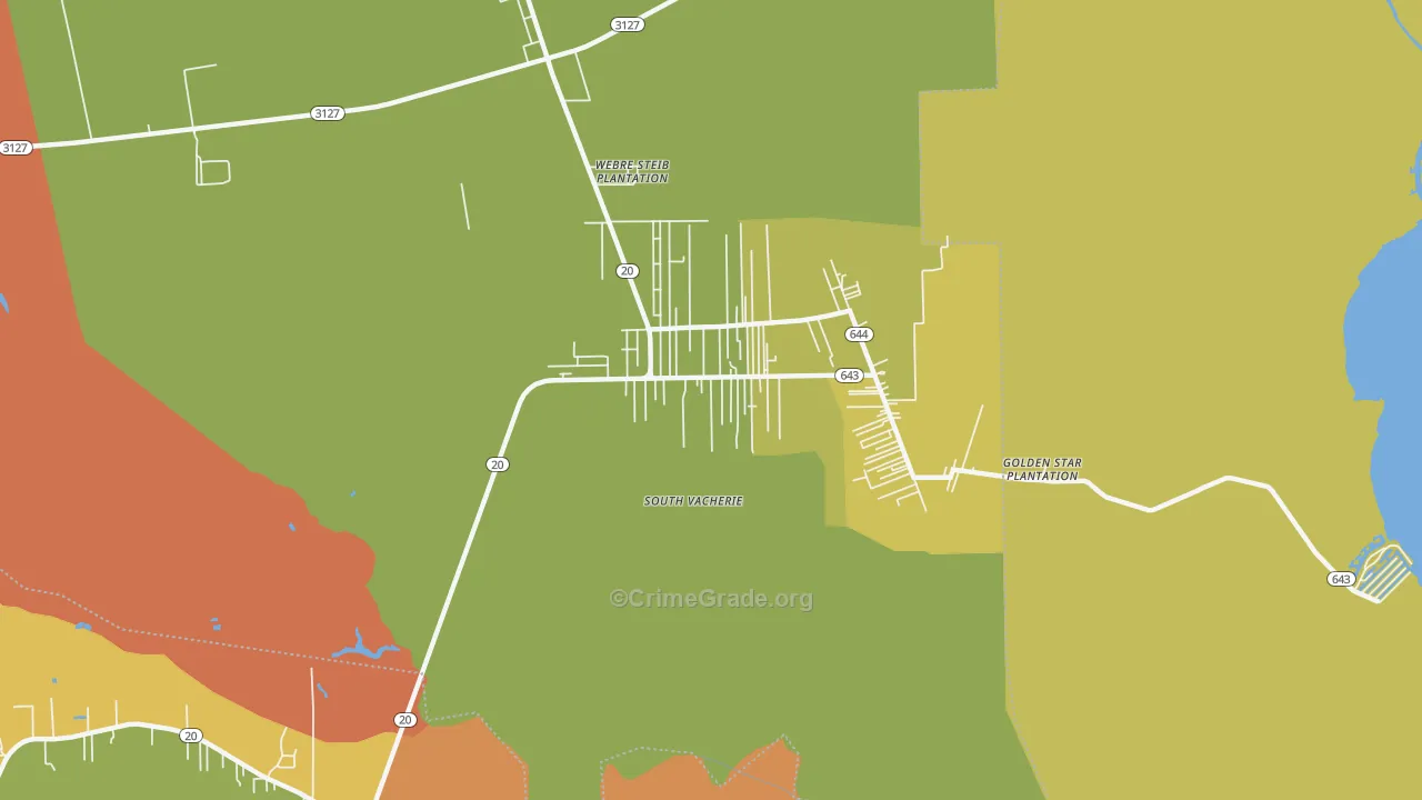South Vacherie, LA Map of Arson Rates