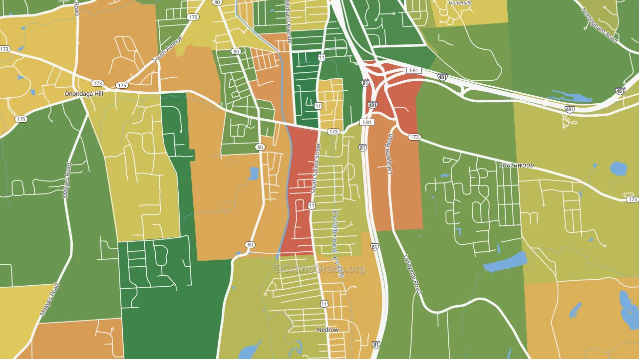 South Valley, Syracuse, NY Map of Arson Rates