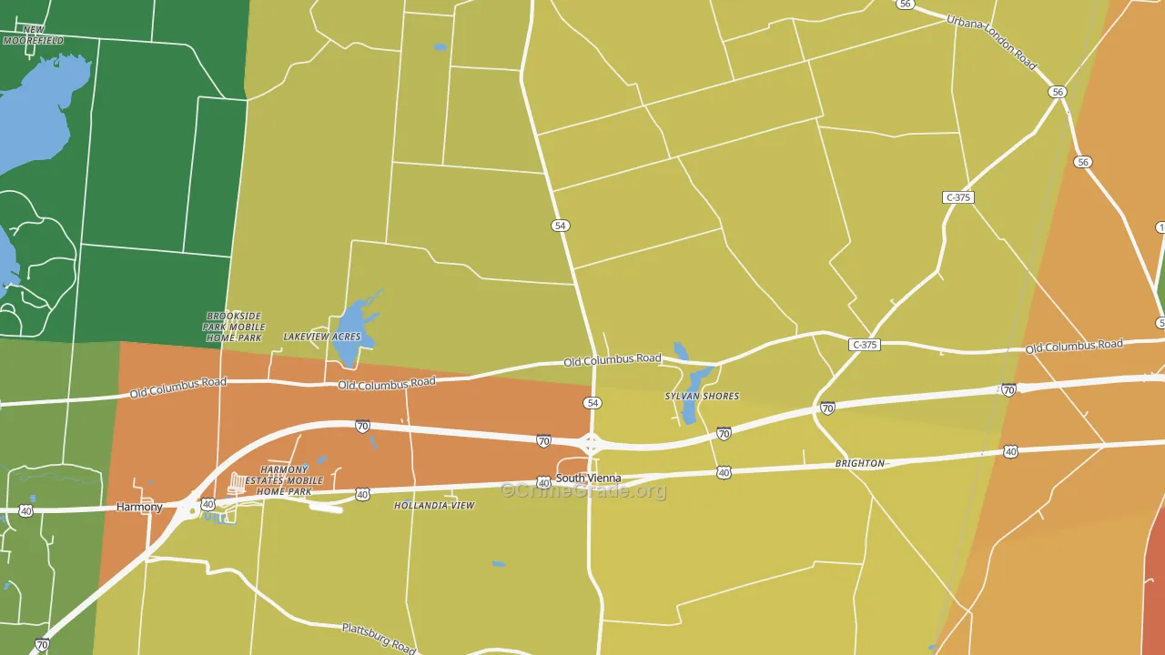 South Vienna, OH Map of Arson Rates