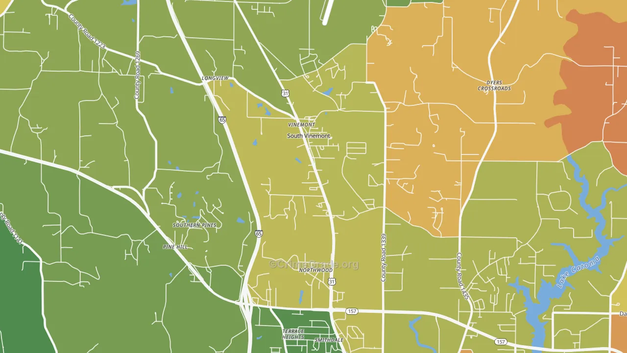 South Vinemont, AL Map of Arson Rates