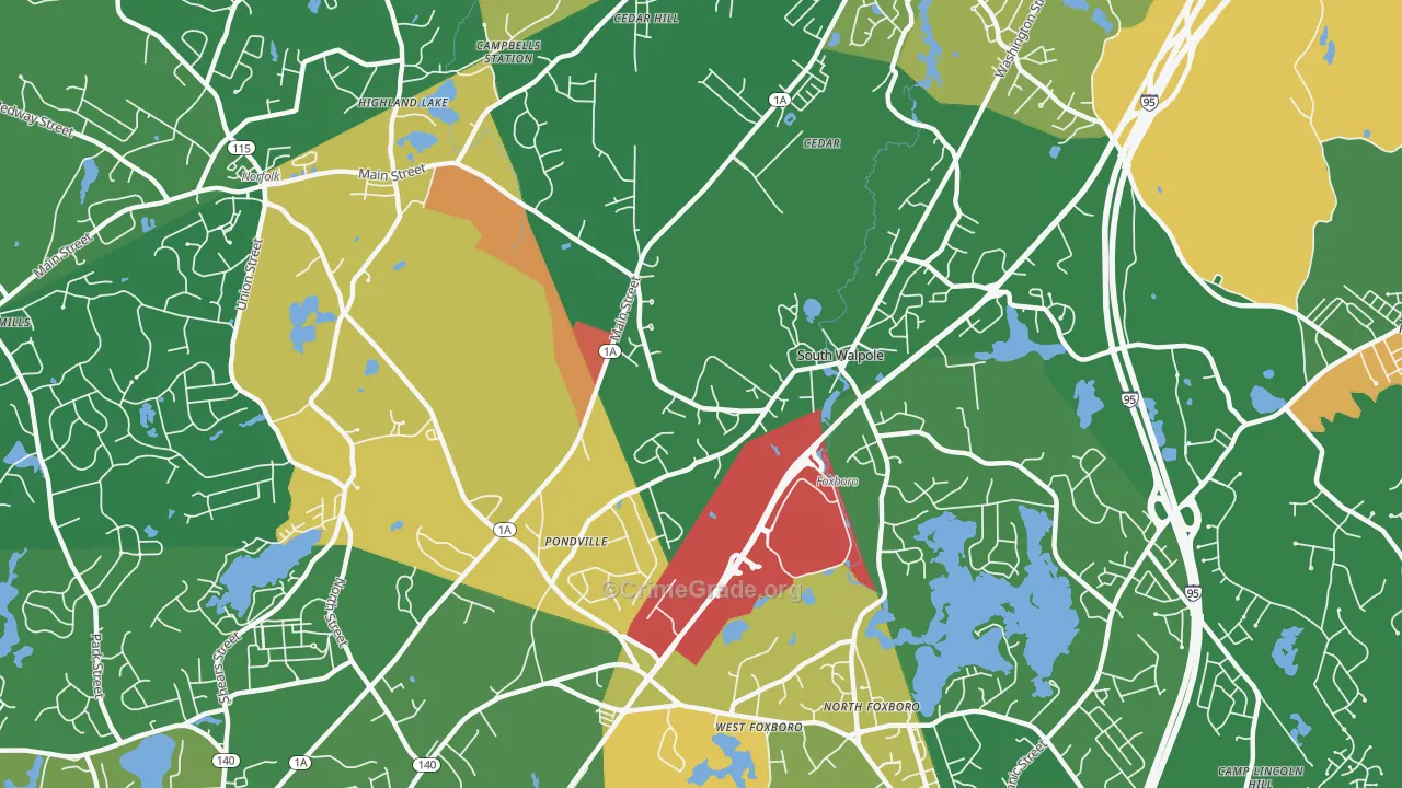 South Walpole, MA Map of Arson Rates