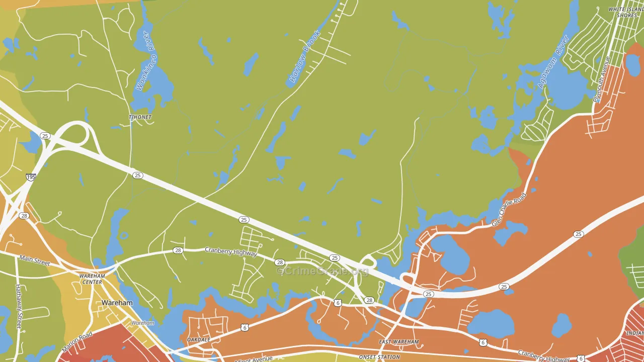 South Wareham, MA Map of Arson Rates