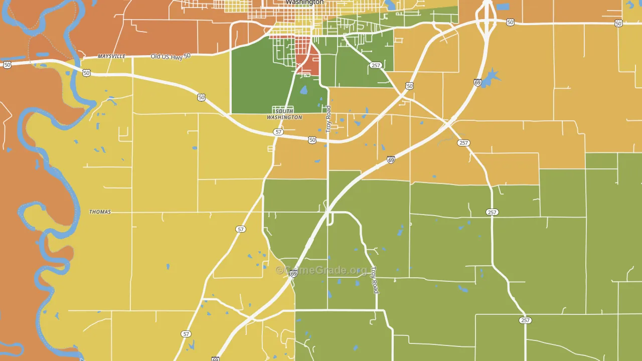 South Washington, IN Map of Arson Rates