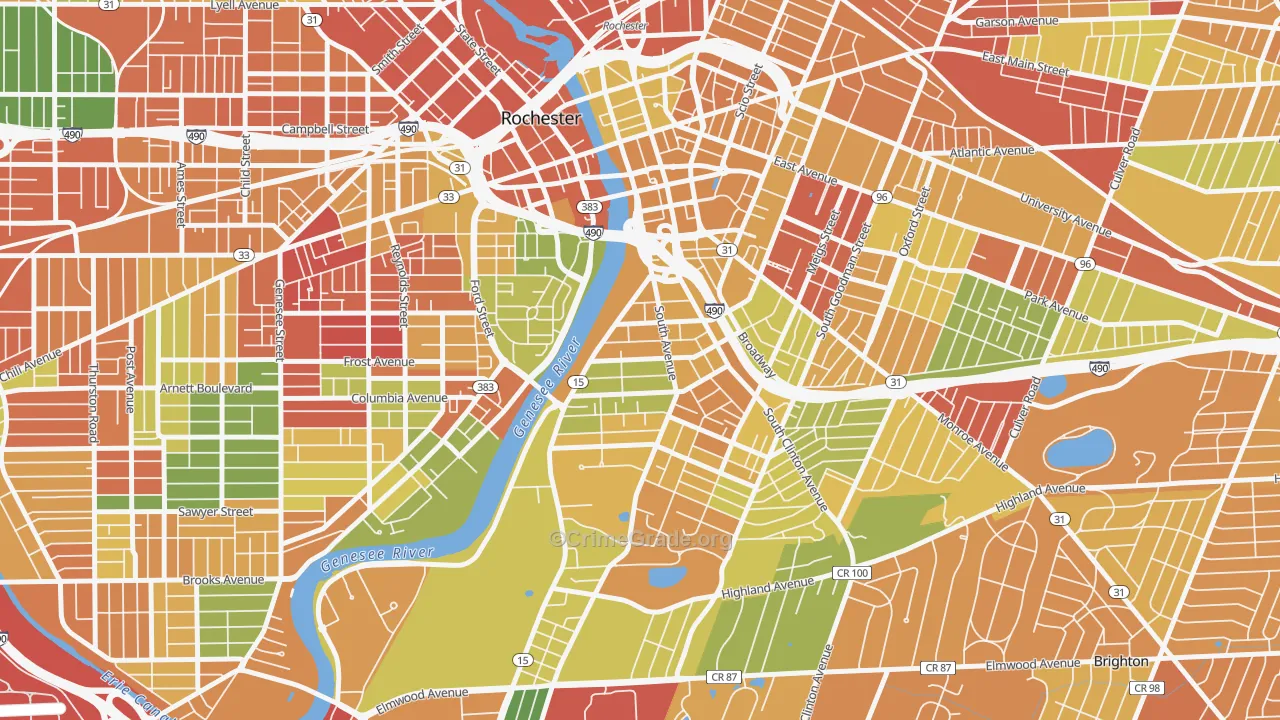 South Wedge, Rochester, NY Map of Arson Rates