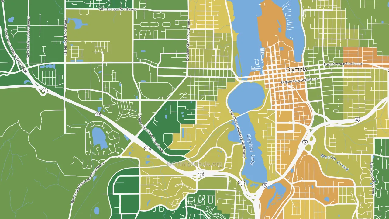 South Westside, Olympia, WA Map of Arson Rates