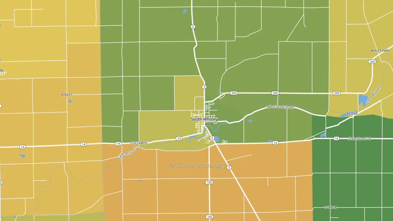 South Whitley, IN Map of Arson Rates