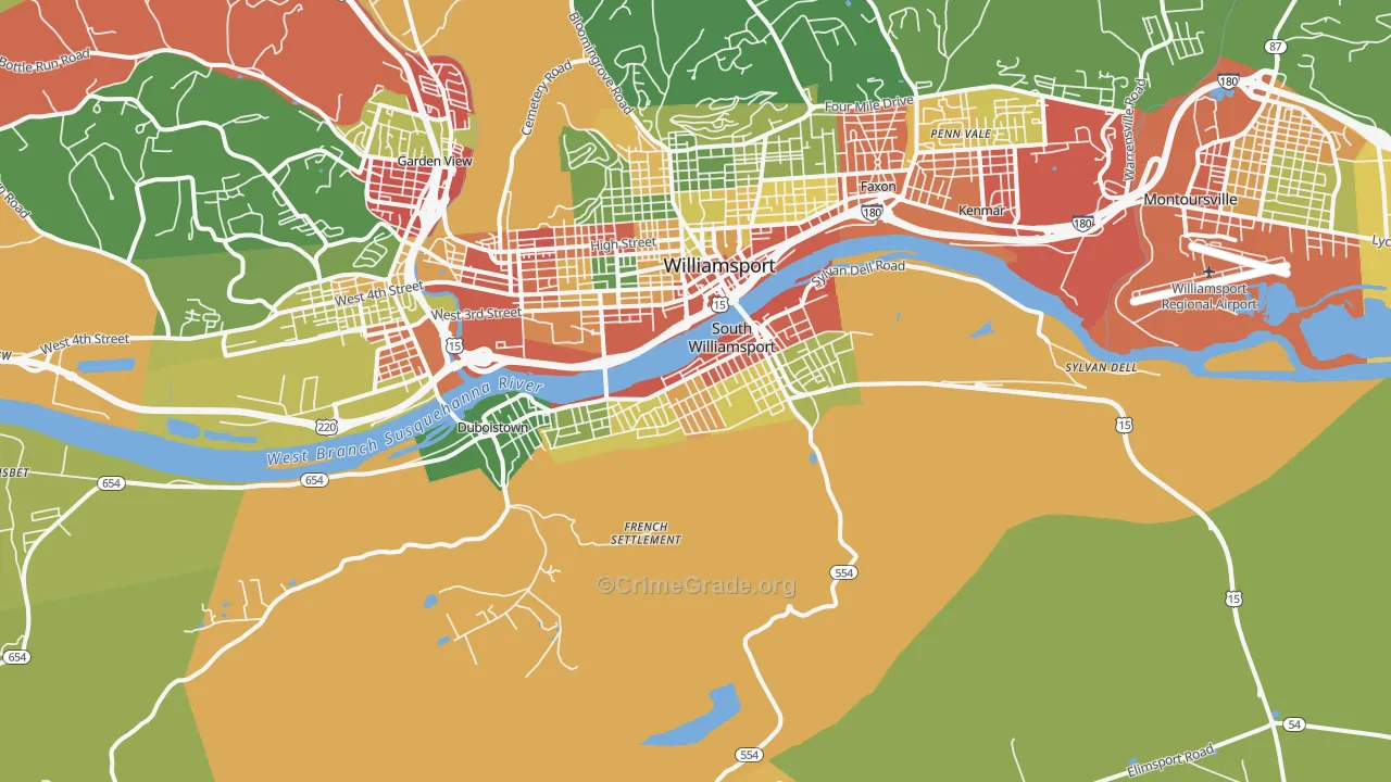 South Williamsport, PA Map of Arson Rates