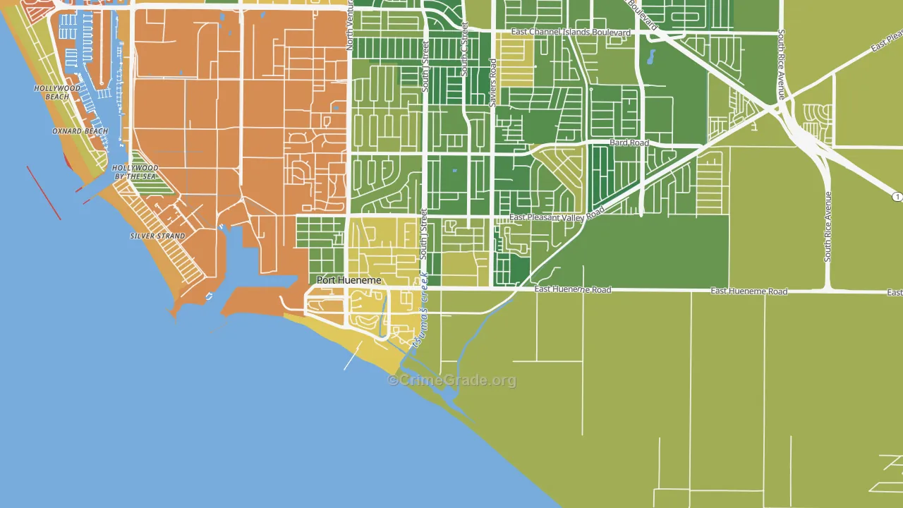 South Winds, Oxnard, CA Map of Arson Rates