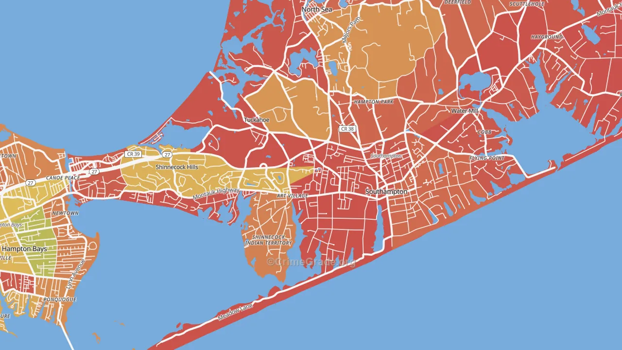 Southampton, NY Map of Arson Rates