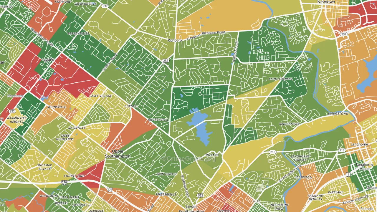 Southampton, PA Map of Arson Rates