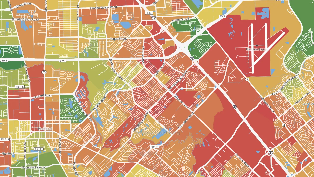 Southbelt Ellington, Houston, TX Map of Arson Rates