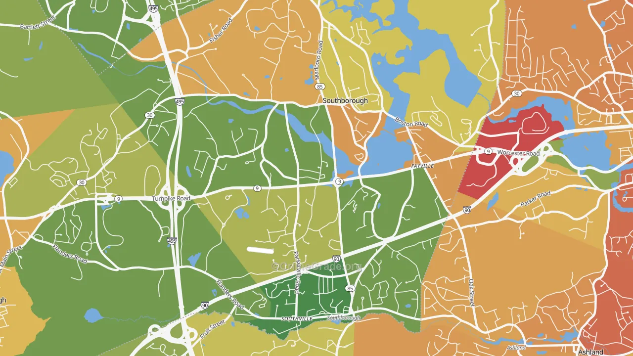 Southborough, MA Map of Arson Rates