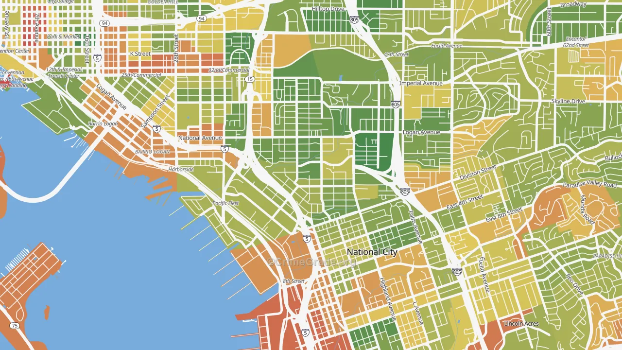 Southcrest, San Diego, CA Map of Arson Rates