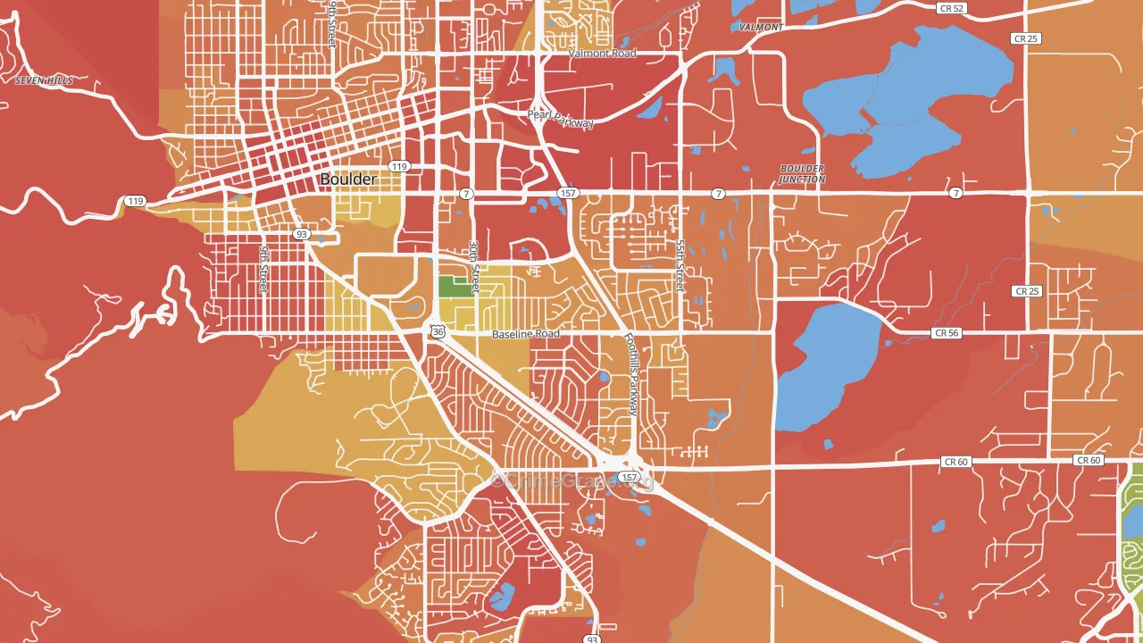 Southeast Boulder, Boulder, CO Map of Arson Rates