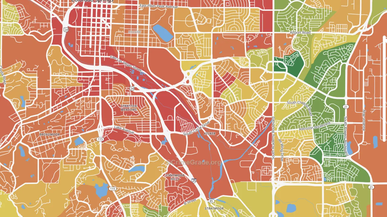 Southeast Colorado Springs, Colorado Springs, CO Map of Arson Rates
