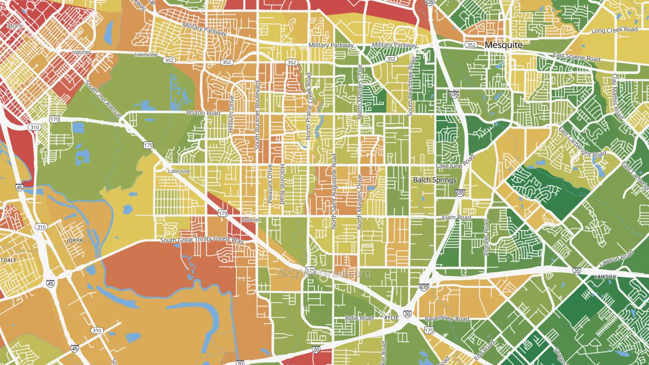 Southeast Dallas, Dallas, TX Map of Arson Rates