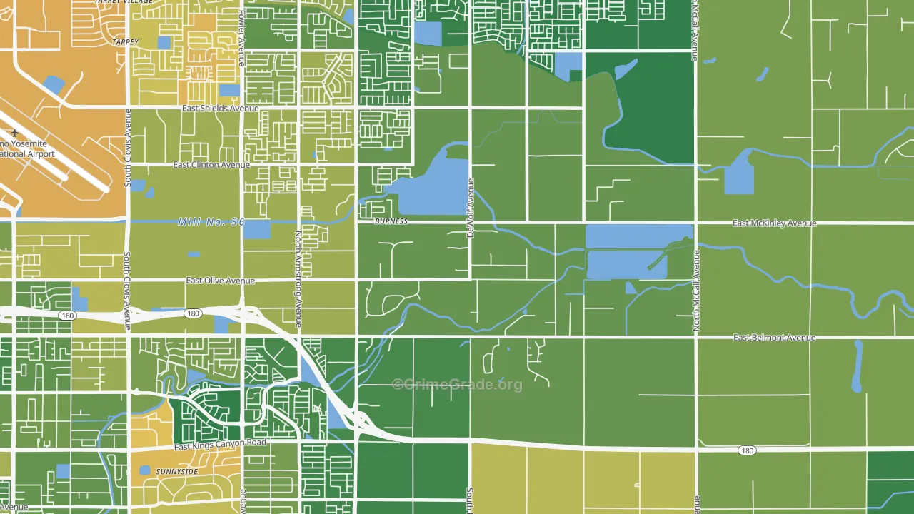 Southeast Growth Area, Fresno, CA Map of Arson Rates