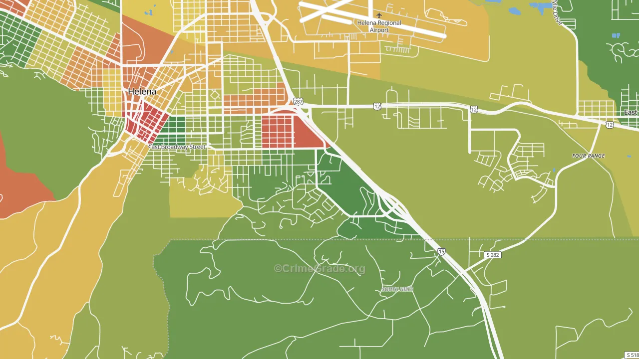 Southeast, Helena, MT Map of Arson Rates