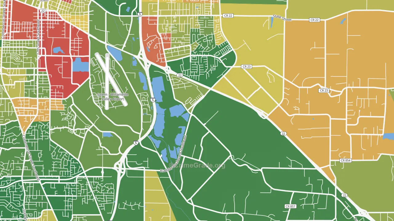 Southeast Mill Creek, Salem, OR Map of Arson Rates