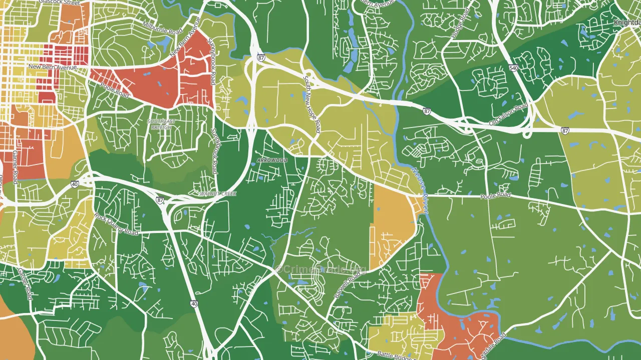Southeast, Raleigh, NC Map of Arson Rates