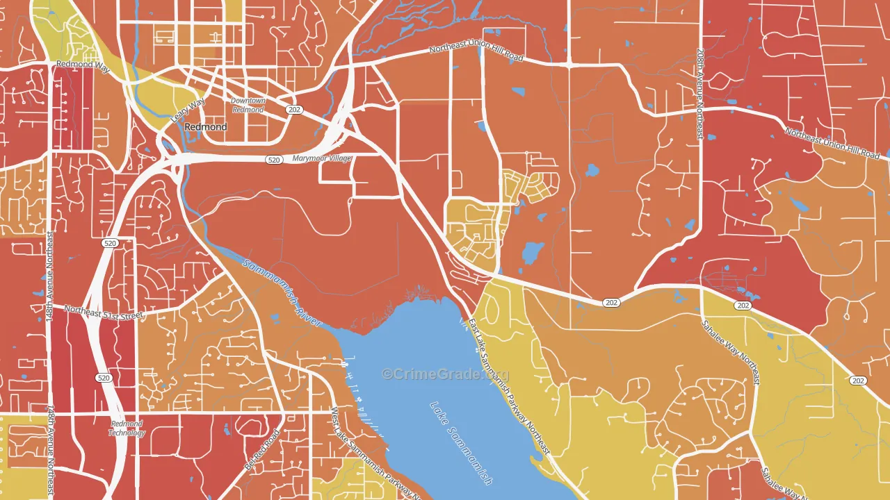 Southeast Redmond, Redmond, WA Map of Arson Rates