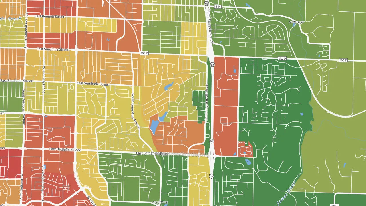 Southern Hills, Springfield, MO Map of Arson Rates
