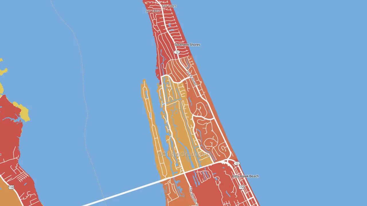 Southern Shores, NC Map of Arson Rates