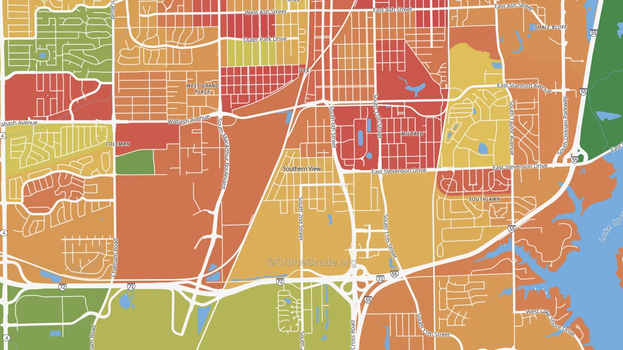Southern View, IL Map of Arson Rates