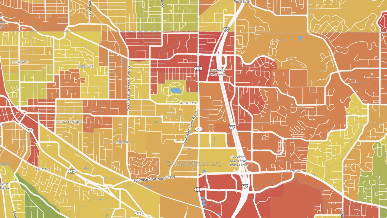 Southgate, Portland, OR Map of Arson Rates