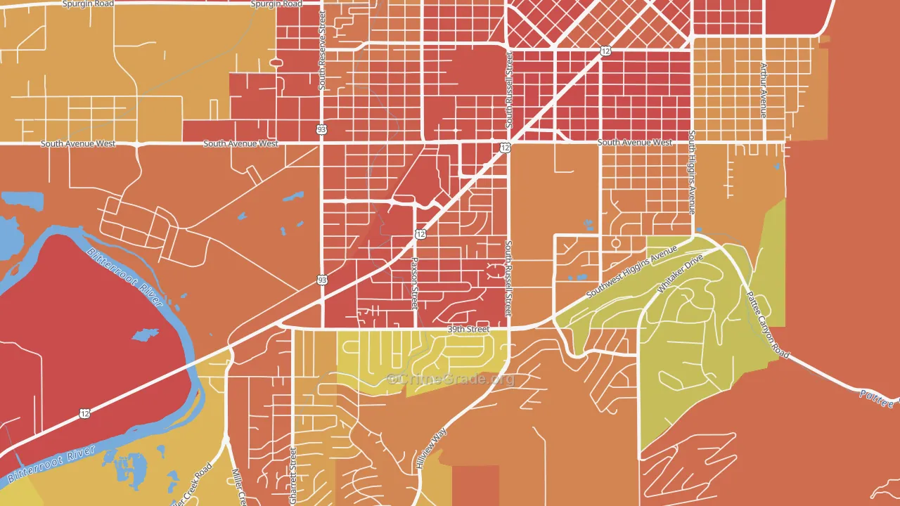 Southgate Triangle, Missoula, MT Map of Arson Rates