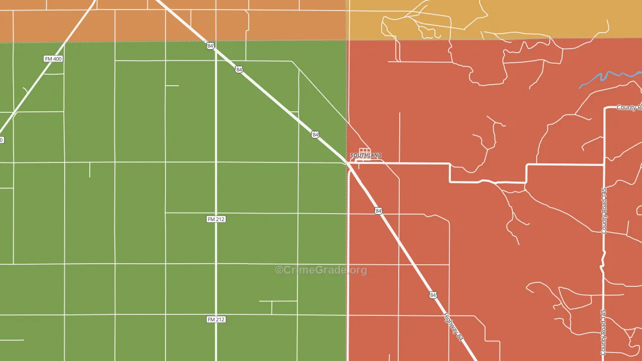 Southland, TX Map of Arson Rates