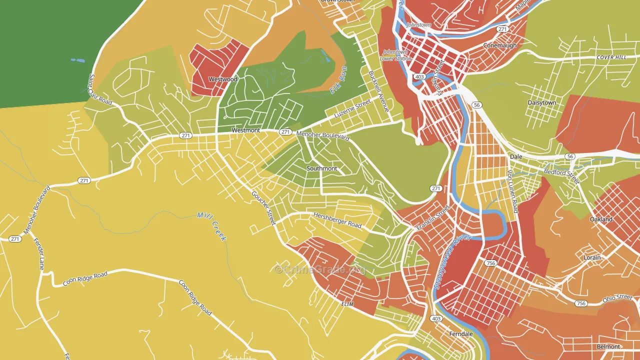 Southmont, PA Map of Arson Rates