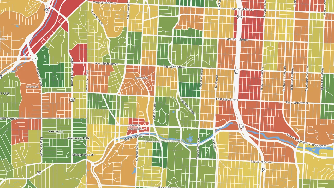 Southmoreland, Kansas City, MO Map of Arson Rates